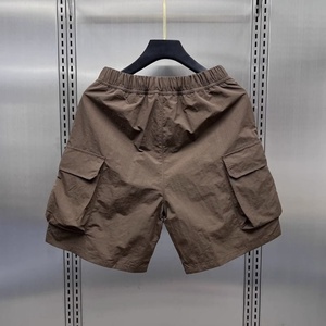 Custom Vintage Canvas Multi-pocket <b>Cargo</b> <b>Shorts</b> Men's Summer Thin Loose Straight Leg Casual Wear <b>Elastic</b> <b>Waist</b> Mid - Product Image 4