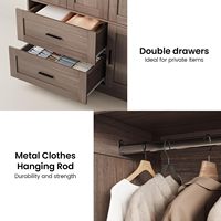 Armoire à 3 portes couleur noyer foncé avec 2 tiroirs et étagères