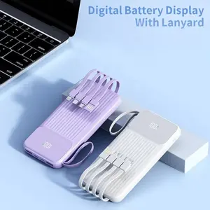 Hotriple J12 Hot Bán 20000MAh Xách Tay Pd20W Siêu Nhanh Sạc Ngân Hàng Điện LED Hiển Thị Điện Xây Dựng-Trong Cáp Dây Buộc