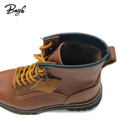 Sepatu Bot Kulit Suede Sapi Hangat Pria Berkelas Tiongkok Coklat