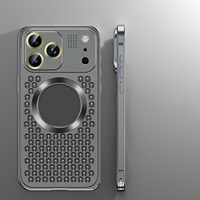 Étui de téléphone en alliage d'aluminium électroplaqué de luxe 2024 pour 16/15/14/13 Pro Max avec recharge sans fil et protection de l'objectif de l'appareil photo