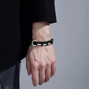Maxfree Ancient Style High-End Chinese Style Men's Women's Diamond Bezel Set Main Stone <b>Stacked</b> Safety Buckle <b>Bracelets</b> - Product Image 4