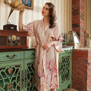 Bộ Đồ Ngủ Poncho Dành Cho Người Lớn, Bộ Áo Choàng Vải Satin Gợi Cảm Mùa Hè Tay Dài Váy Ngủ Pijama