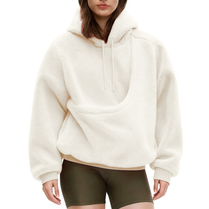Sweat-shirt à capuche pour <span class=keywords><strong>femme</strong></span> avec grande poche pour animaux de compagnie, porte-chien/chat, hauts de sport en polyester, polaire Sherpa, sac de transport avec grande poche - Product Image 2