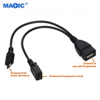 Cables Accesorios de uso común 0,2 m Micro macho a USB 2,0 hembra OTG Cable adaptador Otg Micro USB Cable con alimentación