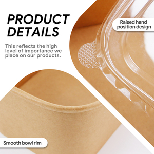 Disposable Biodegradable Food-grade Kraft Paper Lunch Boxes With Lids <b>Takeaway</b> Packaging <b>Containers</b> - Product Image 4