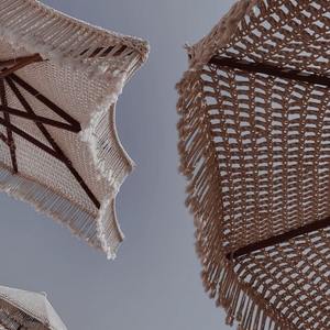 Parasol pour hôtel-Conception de corde de coton évidée, poteau en bois pour cour et plage - Product Image 5