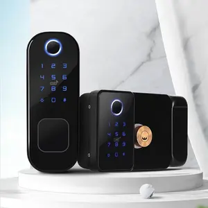 Teclado de huella dactilar de doble cara, cerradura inteligente con App TTLOCK, pantalla táctil Digital, cerradura de puerta de Metal y madera de vidrio de alta seguridad