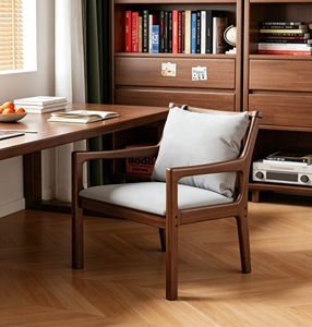 Fauteuil moderne en bois massif de style mid-century avec revêtement floral bleu marine pour salon, chaise de détente, mobilier de maison - Product Image 4