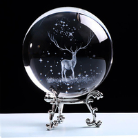 IDÉAL personnalisé 3D Laser gravure bonhomme de neige cerf noël boule de cristal verre sphère décoration cadeaux