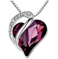 Collier en forme de cœur avec pierres précieuses de 12 mois pour femme et fille