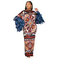 Robe plissée Miyake à manches volantées, taille unique, imprimée, grande taille, pour femme, tunique élégante pour soirée, caftan
