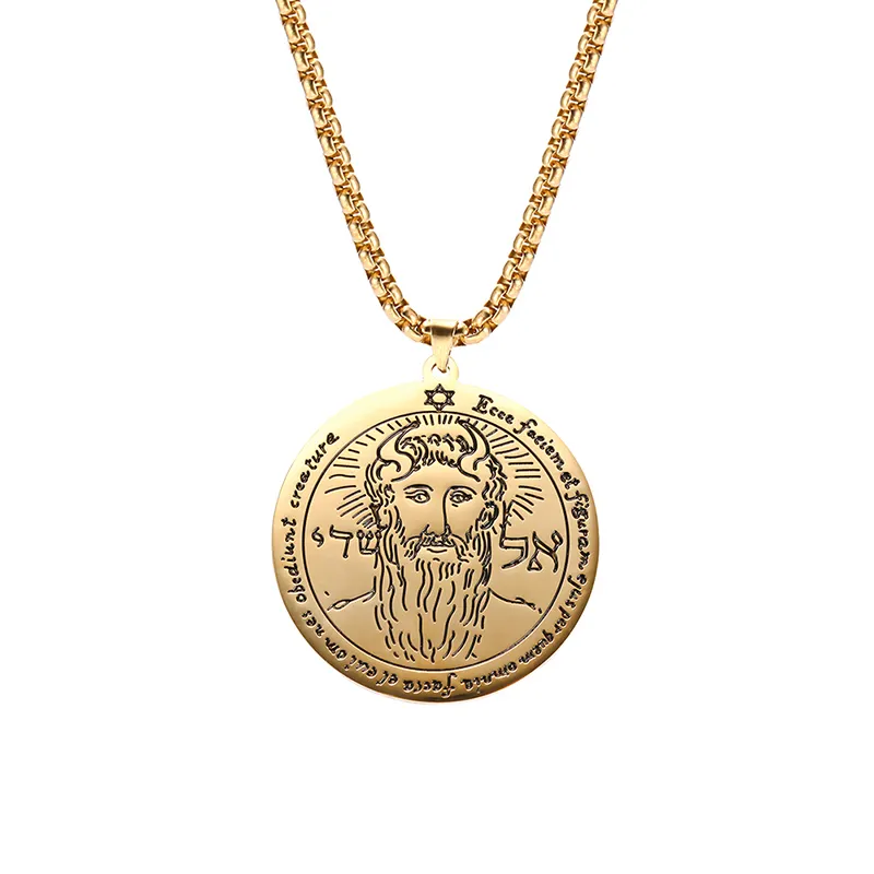 Stainless Steel Viking Necklace of Solomon Jewish Magic Spell Sun Star Venus Jupiter Mercury Mars Saturn Wisdom Amulet Jewelry