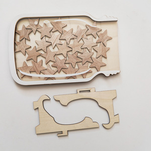 Tarro de recompensas de madera con forma de estrella, 25 fichas de madera natural para niños, tarro de almacenamiento de incentivos, estilo de arte moderno, juguetes para proyectos. - Product Image 3