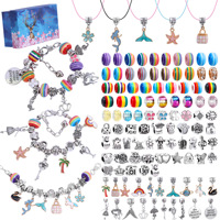 Kit de fabrication de bracelets à breloques DIY pour enfants, série Océan, pendentifs sirène et étoile de mer, perles à grand trou, bijoux faits main, coffret cadeau