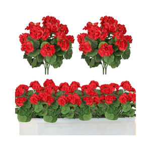 <span class=keywords><strong>Fleurs</strong></span> artificielles en tissu de géranium rouge, résistantes aux UV et imperméables, pour l'extérieur, plantes de <span class=keywords><strong>jardin</strong></span> pour la maison, mariage, Saint-Valentin - Product Image 4