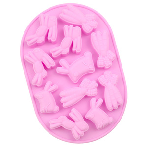 1138 vente chaude système de festival de pâques moule à gâteau en silicone lapin et nabo forme silicone gâteau bougie moule main faire savon bougie - Product Image 3