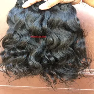 South Indian single donor raw unprocessed single donor temple human hair DHL top style wave color double weight weft silky hair