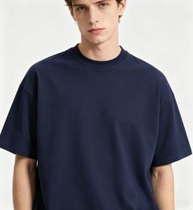 Camiseta Oversize para Hombre, 250G, Azul Oscuro, 100% Algodón Peinado, Hombros Caídos, Color Sólido, Manga Corta, Casual - Product Image 1