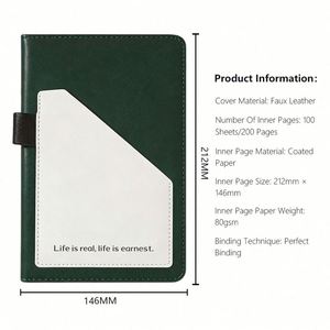 Creative Custom A5 Notebook with Elegant Pocket Pen Holder PU Leather Business 100 <b>Sheets</b> 200 Pages Notebook - Product Image 4