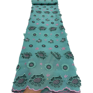 NI.AI - Tela de Encaje Suizo Africano, Nueva Llegada, para Vestido de Fiesta Nigeriano <span class=keywords><strong>Aso</strong></span> Ebi, Bordado Floral con Apliques y Pedrería - Product Image 4