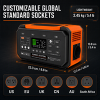 Station d'alimentation portable 300W à onde sinusoïdale pure, batterie lithium-ion OTHC C3B, panneau solaire 100W, pompe, gonfleur de pneus, écran LED, Type-C, pour extérieur