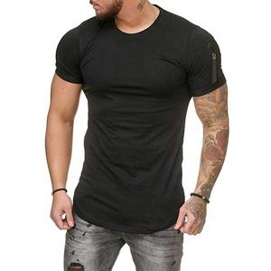 T-shirt à manches courtes pour homme, vêtement de Fitness, couleur unie, décontracté, 100% coton, logo personnalisé - Product Image 3
