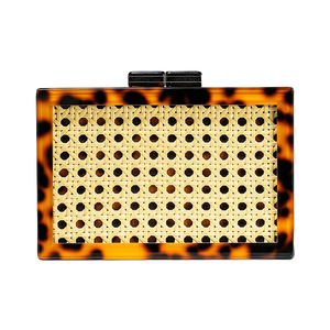 Sac à main élégant en rotin et acrylique pour femme, pochette de soirée marbrée stylée, sac carré pour la plage et les soirées en bord de mer - Product Image 2