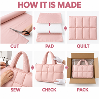 Sac à main en nylon matelassé personnalisé pour les trajets quotidiens et les escapades du week-end, intérieur spacieux avec larges poignées d'épaule