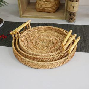 Plateau de service en rotin naturel fait main, taille personnalisée, poignées en bambou, personnalisable pour la maison/le restaurant/le bar/l'hôtel/le mariage - Product Image 5