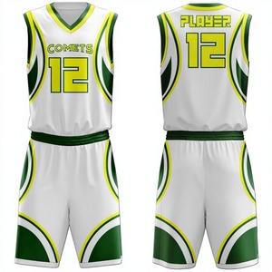 Nouveaux uniformes de basketball personnalisés en polyester 100% avec impression par transfert thermique, respirants, à séchage rapide, avec logo personnalisé, en vente - Product Image 1