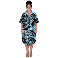 Gaun Samoa Terbaru Desain Khusus Polinesia Tribal Ukuran Besar V-Neck Pakaian Wanita Motif Bunga Gaun Pesta Pantai Hawaii untuk Wanita