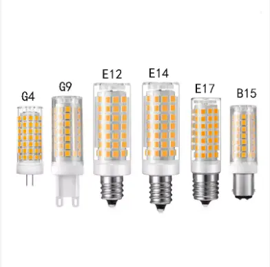 Lampadina LED mais 110V E11 E12 52chip 5W ceramica E14 lampadina G4 G8 G9 LED illuminazione interna decorativa E17 BA15D base