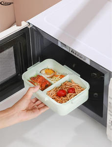 Stackable Bento Box dành cho người lớn ăn trưa Box Kit với Spoon & Fork, 3 ngăn rơm lúa mì bữa ăn Prep container - Product Image 2