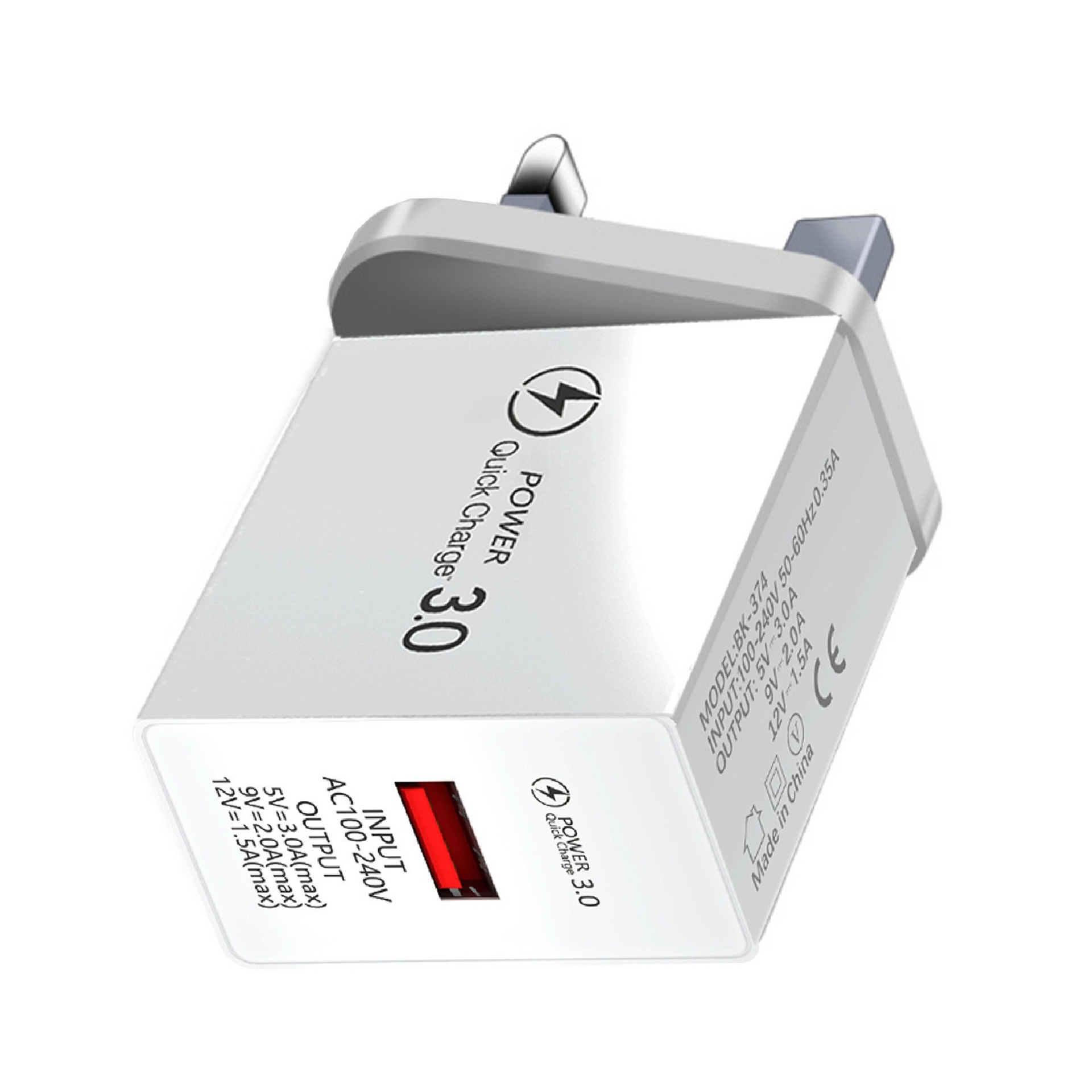 QC3.0 Power Adapter UK plug - White