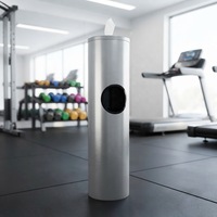 Poubelle en acier inoxydable recyclable, distributeur de lingettes humides sur pied en fer avec bac à déchets, design moderne pour hôtel, salle de sport, hôpital