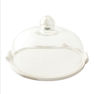 Motif de marbre Dessert Plateau Avec En Verre/Antipoussière Couvercle En Verre Essayer de Manger Plaque Dôme De Gâteau En Verre - Product Image 5