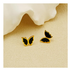 Pendientes de mariposa de plata esterlina con vídeo e imagen <span class=keywords><strong>gratis</strong></span> pendientes de temperamento de concha madre simples de lujo de plata esterlina - Product Image 1