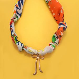 Collier pendentif écharpe en soie à la mode bijoux pour femmes plaqué or coeur nœud papillon collier à breloques collier en soie léopard coloré - Product Image 6