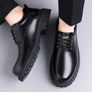 Bottes en cuir de vachette pour homme, talon bas, semelle en caoutchouc antidérapante, chaussures de travail décontractées, taille 39 40 41 42 43 44 45 - Product Image 4