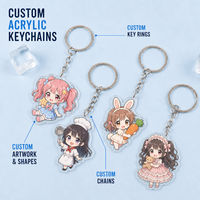 Porte-clés en acrylique dépoli avec estampage à chaud argenté, échantillon disponible pour cadeau fan d'anime, faible MOQ, forme découpée