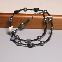 Collier en coquillage noir naturel pour femme Collier ras du cou perlé en forme de chat naturel Énergie de guérison Collier en pierre semi-précieuse
