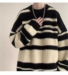 Pull rayé <span class=keywords><strong>d</strong></span>écontracté et ample pour homme, style rétro, ambiance automne-hiver, style <span class=keywords><strong>couple</strong></span>, haut tricoté chaud - Product Image 2