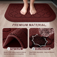 Tapis de cuisine demi-cercle durable résistant à la saleté, absorbant anti-dérapant, tapis de sol de cuisine rouge pour la maison