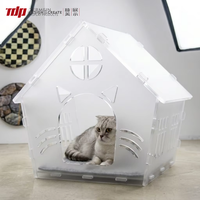 TERMEIN Luxe 50cm de hauteur, style villa, mobilier moderne en kit, cage à chat en acrylique, maison pour animaux de compagnie pour intérieur
