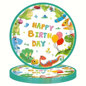 Ensemble de vaisselle jetable <span class=keywords><strong>dinosaure</strong></span> dessin animé pour anniversaire assiettes en <span class=keywords><strong>papier</strong></span> non couché serviettes en <span class=keywords><strong>papier</strong></span> tasses en <span class=keywords><strong>papier</strong></span> décorations de Table de fête - Product Image 4