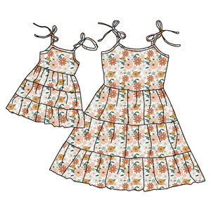 Robe d'été sans manches, longueur genou, épissage, conception de boutique <span class=keywords><strong>pour</strong></span> filles, tenues personnalisées Mom Me assorties, vêtements <span class=keywords><strong>pour</strong></span> enfants - Product Image 5