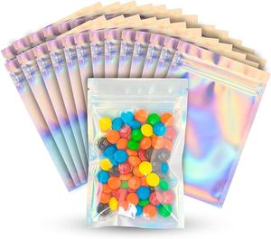 Custom Printed Custom Mylar Bags With Window <strong>Holographic</strong> Ziplock Mylar Bags Add Your Own Logo File Black Mylar Bags 6 By 4 - Product Image 3