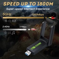 Adaptador WiFi 6 AX1800 de Doble Banda para PC de Escritorio y Portátil, Sin Controladores, Portátil, con Antenas Externas, Dongle USB 3.0