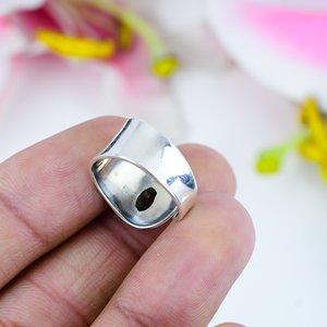 Bague solitaire ajustable unisexe vintage en argent sterling 925 avec pierre précieuse grenat naturel, bijoux fins de créateur pour mariage et fête - Product Image 3